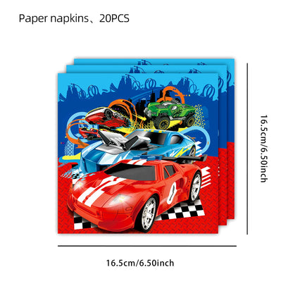 Happy Wheels Racing Party Tableware Set – Racing-Themed Paper Cups, Plates & Banner Decorations with Party Favors for Boys' Birthdays
