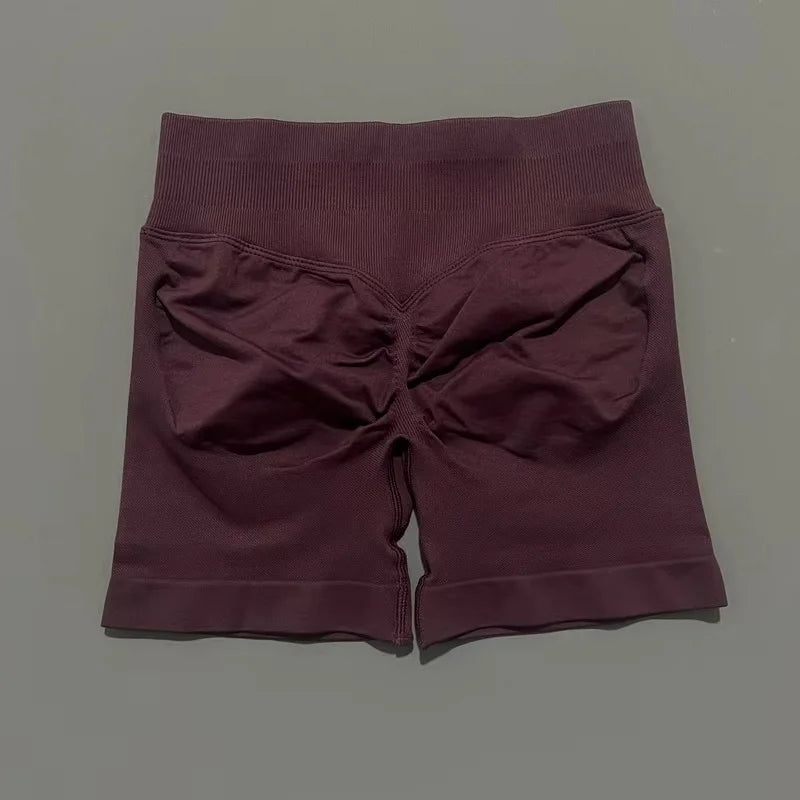 Pantalones cortos de gimnasio sin costuras con efecto Scrunch Butt para mujer – Pantalones cortos de yoga de cintura alta para correr, entrenar, fitness y ropa deportiva