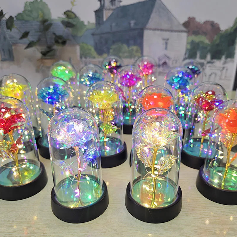 Eternal Rose LED Light in Glass Dome – Romantic Valentine’s Day Gift for Girlfriend | Forever Flower Decoration for Wedding, Mother’s Day & Bridesmaid Gifts