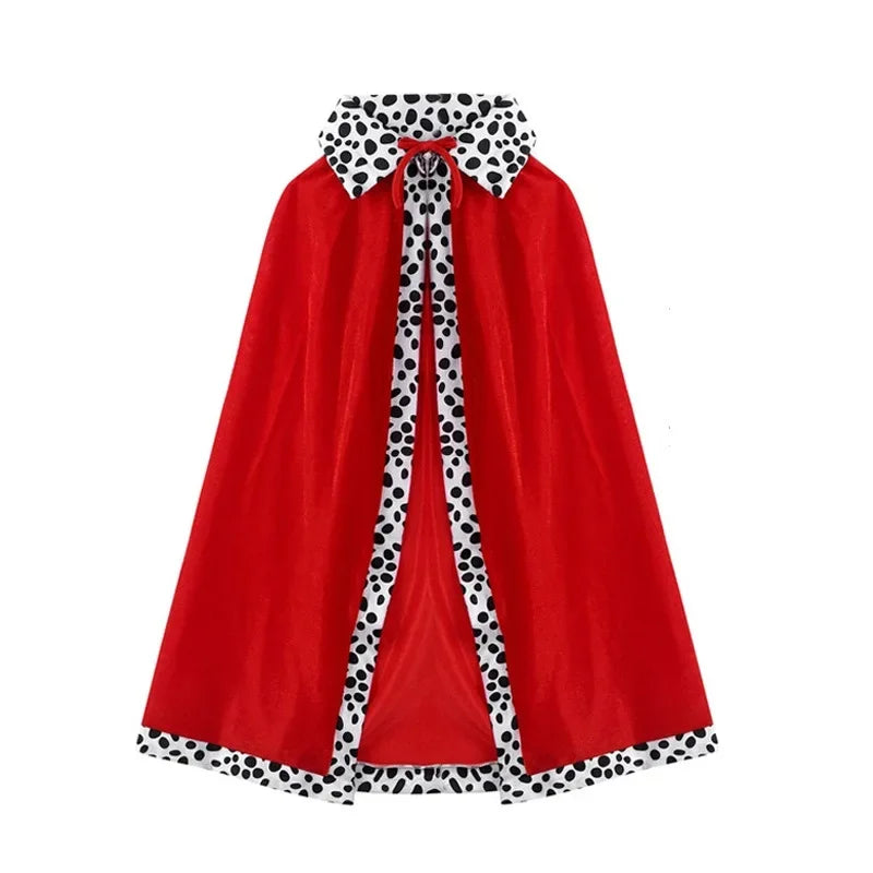 King Prince Costume Cloak with Crown – Red, Blue & Purple Velvet Cape Robe for Adults & Kids, Cosplay, Birthday Party & Dress-Up Accessory