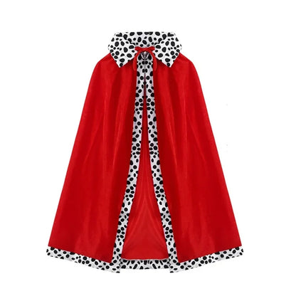 King Prince Costume Cloak with Crown – Red, Blue & Purple Velvet Cape Robe for Adults & Kids, Cosplay, Birthday Party & Dress-Up Accessory