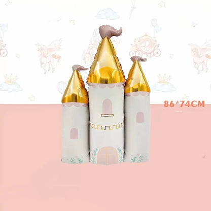 Globos de aluminio de castillo de princesa y calabaza – Decoraciones de fiesta de aluminio para cumpleaños y baby showers de niños