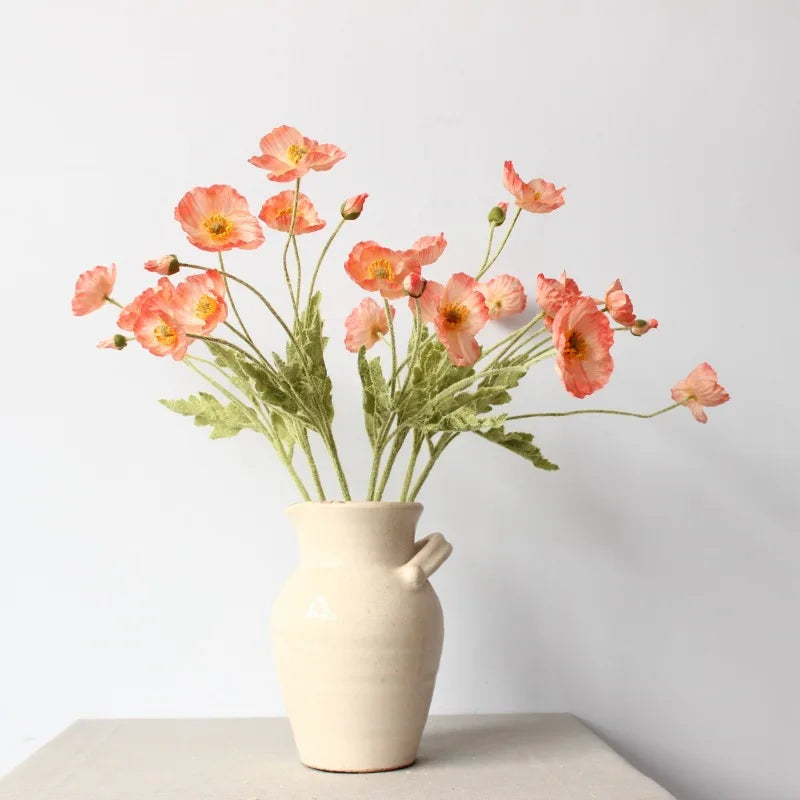 Artificial Poppy Flowers – Realistic Silk Faux Long Stem Flowers for Home Décor, Garden, Wedding Bridal Bouquets, Party Decoration & DIY Floral Arrangements
