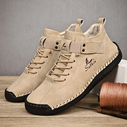Zapatillas Casual de Cuero Hechas a Mano para Hombre – Zapatos Transpirables de Cuero Genuino, Botines de Exterior para Uso Diario