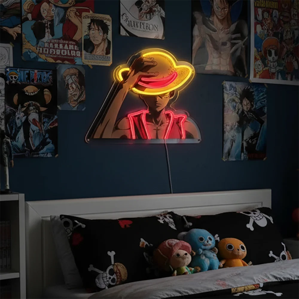 Anime Pirate-Inspired Acrylic Neon LED Light | Custom Artwork Decor for Home, Bar, Party & Shop