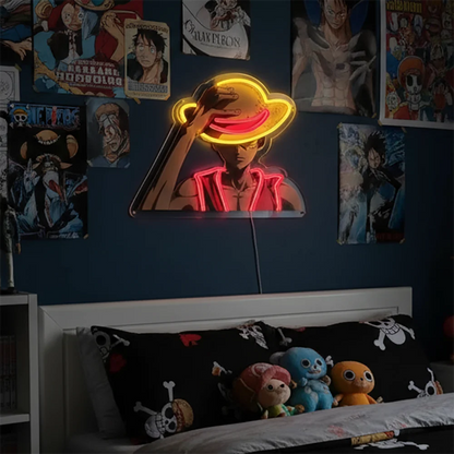 Anime Pirate-Inspired Acrylic Neon LED Light | Custom Artwork Decor for Home, Bar, Party & Shop
