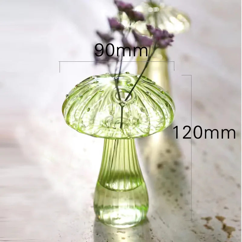 Transparent Glass Mushroom Vase – Hydroponic Planter for Flowers, Plants & Home Décor
