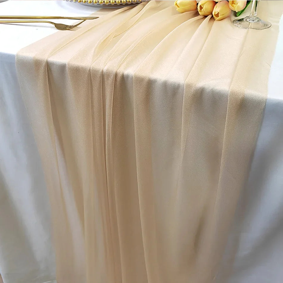 Camino de mesa de gasa - Decoración de arco de boda de tela de seda transparente | Decoración de mesa bohemia para cumpleaños y eventos
