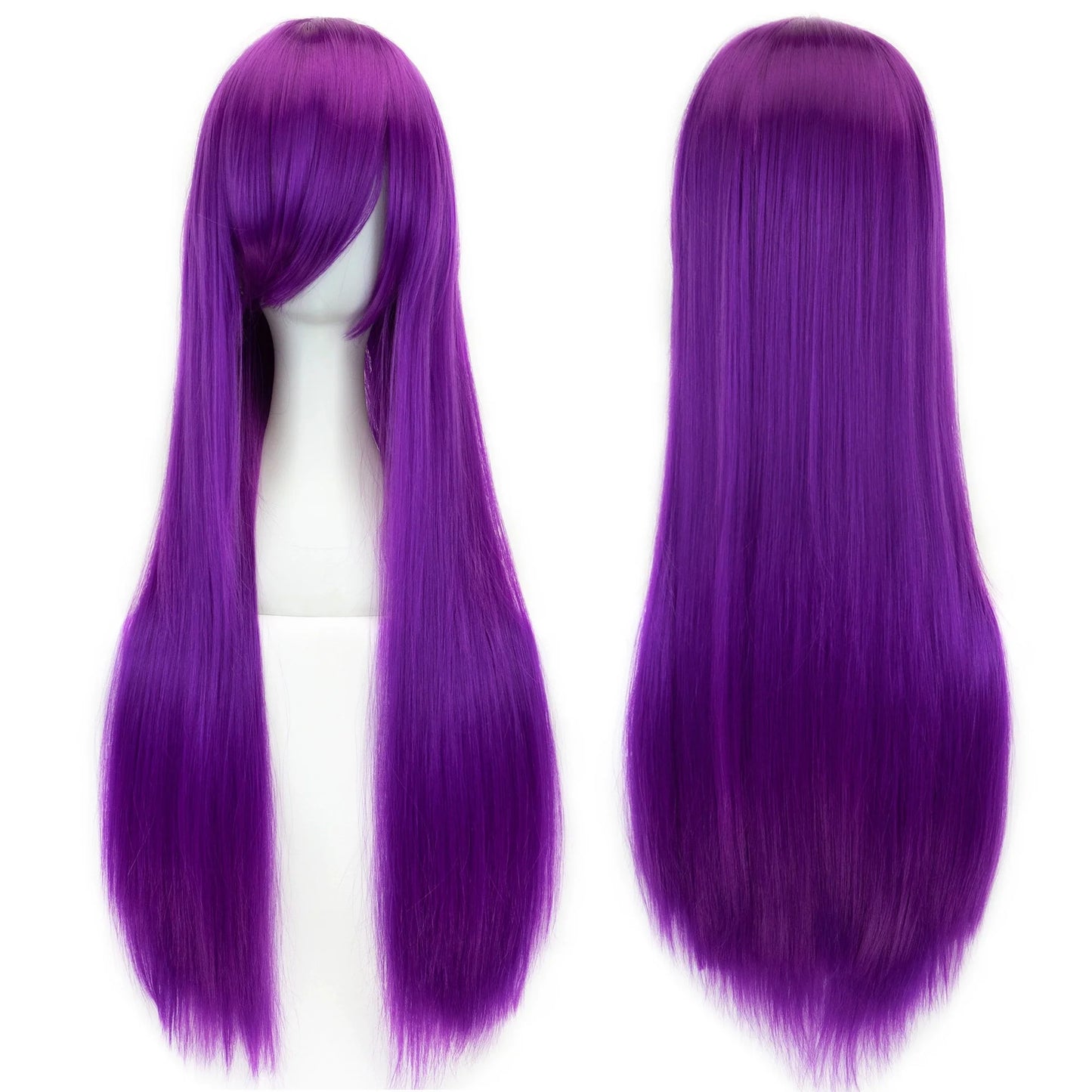 80cm Long Straight Multicolor Heat-Resistant Synthetic Cosplay Wig – Anime Halloween Party Costume Hairpiece