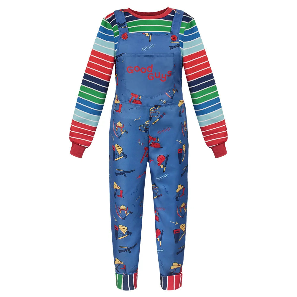 Chucky Inspired Cosplay Costume – Men & Women Horror Film Outfit Set (Shirt & Pants) for Halloween, Carnival & Party Roleplay