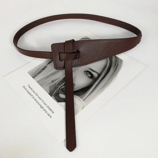 Women's Designer-Style Knot Waist Belt – Soft PU Leather Wide Cummerbund for Coats, Dresses & Fashion Outfits, Elegant Waistband Accessory