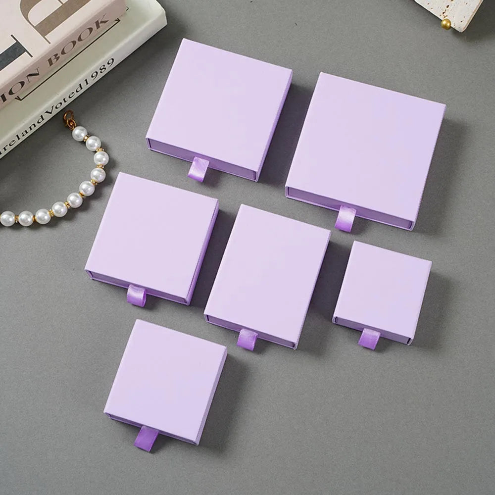 10 Cajas de regalo de joyería de papel para anillos, pendientes, collares, pulseras y empaques de recuerdos de boda
