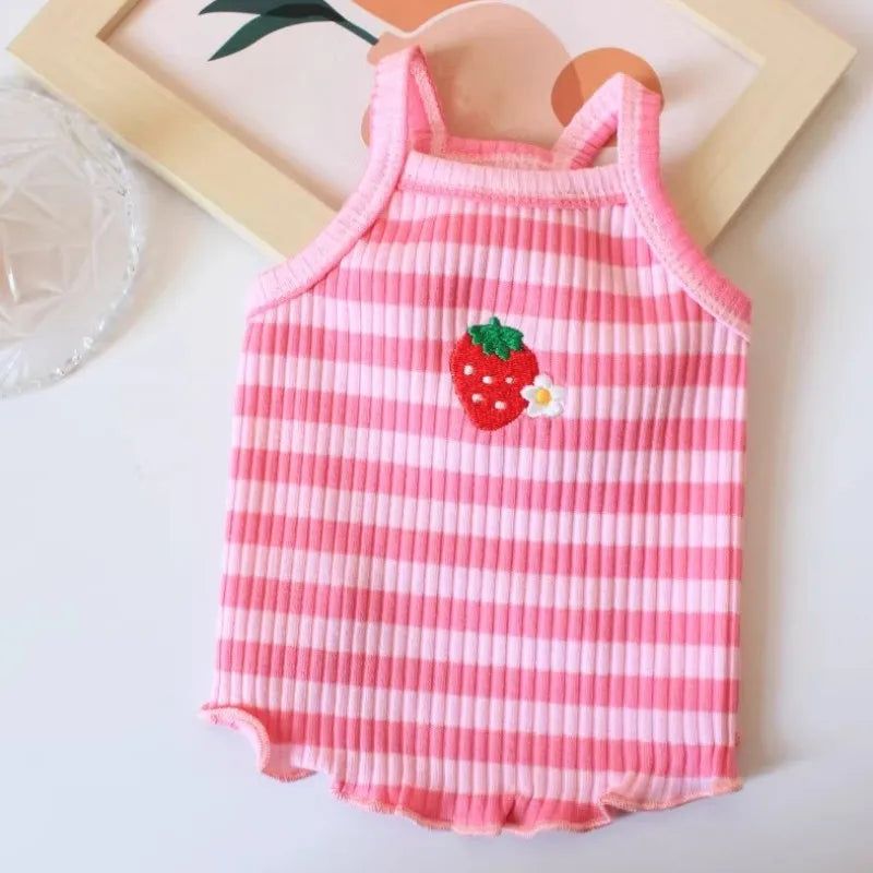 Vestido de verano para cachorros lindos para perros y gatos pequeños – Ropa de encaje a rayas para mascotas, camiseta y falda para perras Chihuahua, Yorkie, Bichon
