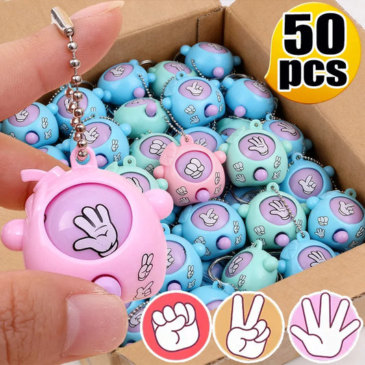 50PCS Funny Guessing Egg Mini Keychain Toys – Rock Paper Scissors Pendant Keyrings for Kids, Classroom Prizes, Birthday Party Favors & Gifts