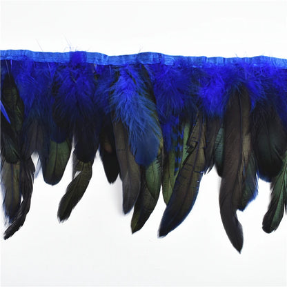 10 m Rooster Feather Fringe Trim – Natural Feather Ribbon for Sewing, Crafts & Costume Decoration