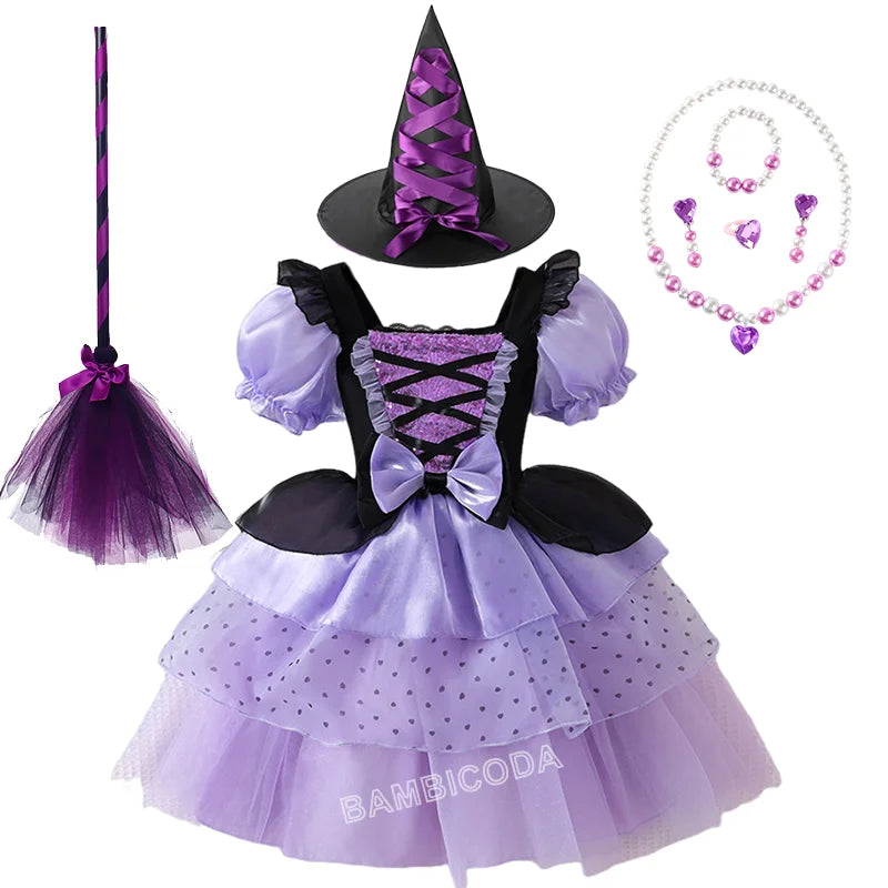 2026 Gothic Lolita Witch Costume Dress – Japanese-Inspired Ruffle Bow Princess Dress for Halloween, Christmas & Parties