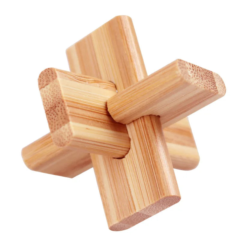 Wooden Burr Puzzle Lock – 3D Brain Teaser IQ Game, Luban Kongming Lock Interlocking Puzzle Toy, Mind Logic Challenge & Montessori Educational Toy