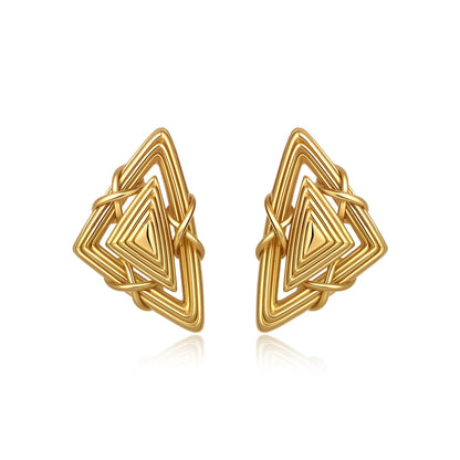 Pendientes de Moda Llamativos de Acero Inoxidable Chapado en Oro Círculo Geométrico Retorcido Vintage para Mujer