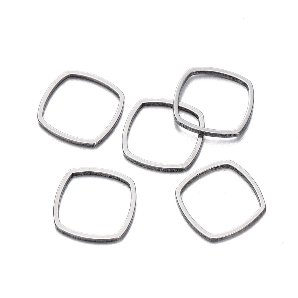 10 breloques géométriques creuses en acier inoxydable pour bijoux – Connecteurs de pendentif pour boucles d'oreilles, colliers et fabrication de bijoux