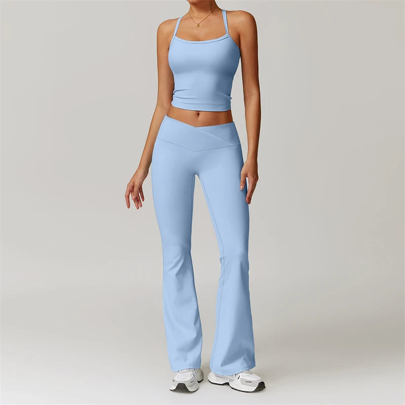 Conjunto de entrenamiento de 2 piezas para mujer: sujetador deportivo push-up y leggings de cintura alta, atuendo para yoga, gimnasio y fitness