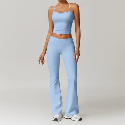 Conjunto de entrenamiento de 2 piezas para mujer: sujetador deportivo push-up y leggings de cintura alta, atuendo para yoga, gimnasio y fitness