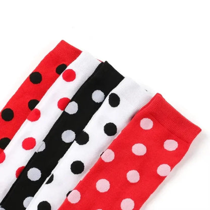 Thigh High Socks Women Over Knee Striped Polka Dot Stockings Black White Pink Lolita Cosplay Harajuku Y2K Kawaii