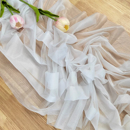 Camino de mesa de gasa - Decoración de arco de boda de tela de seda transparente | Decoración de mesa bohemia para cumpleaños y eventos