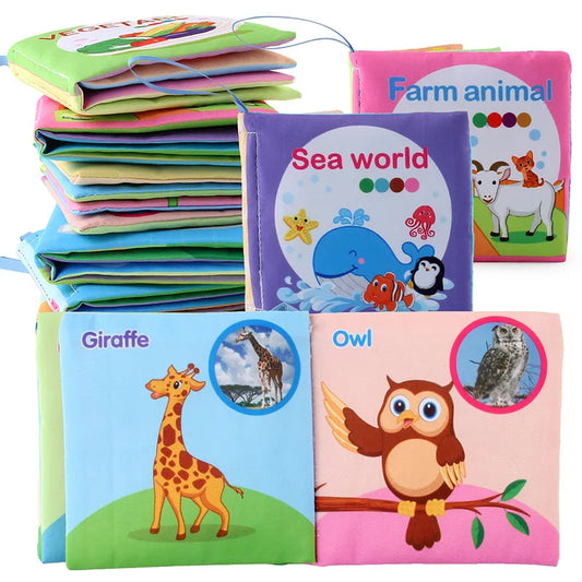 Libro de tela suave para bebé, juguete sensorial Montessori 3D de animales para recién nacidos de 0 a 12 meses