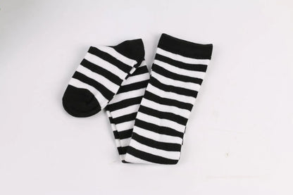 Thigh High Socks Women Over Knee Striped Polka Dot Stockings Black White Pink Lolita Cosplay Harajuku Y2K Kawaii