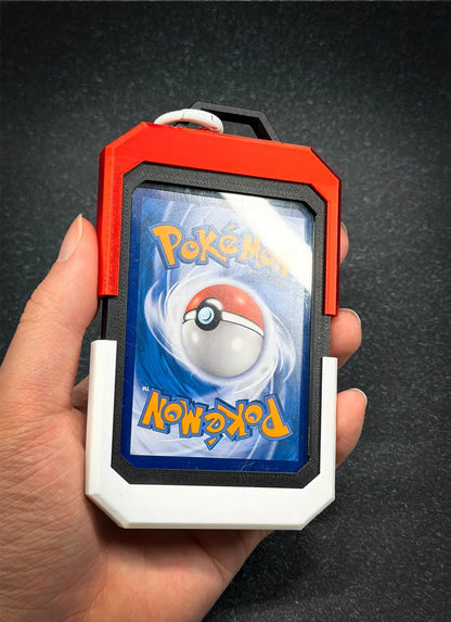 Poké Ball Trading Card Display Case | Hard Protective Card Brick Holder with Lanyard for Pokémon TCG