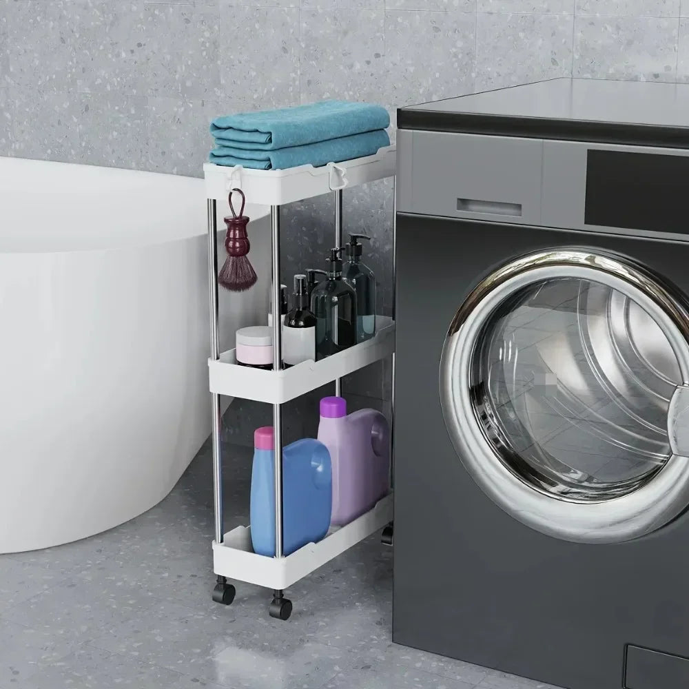 Slim Rolling Storage Trolley – Multi-Layer Bathroom, Kitchen & Living Room Organizer Shelf