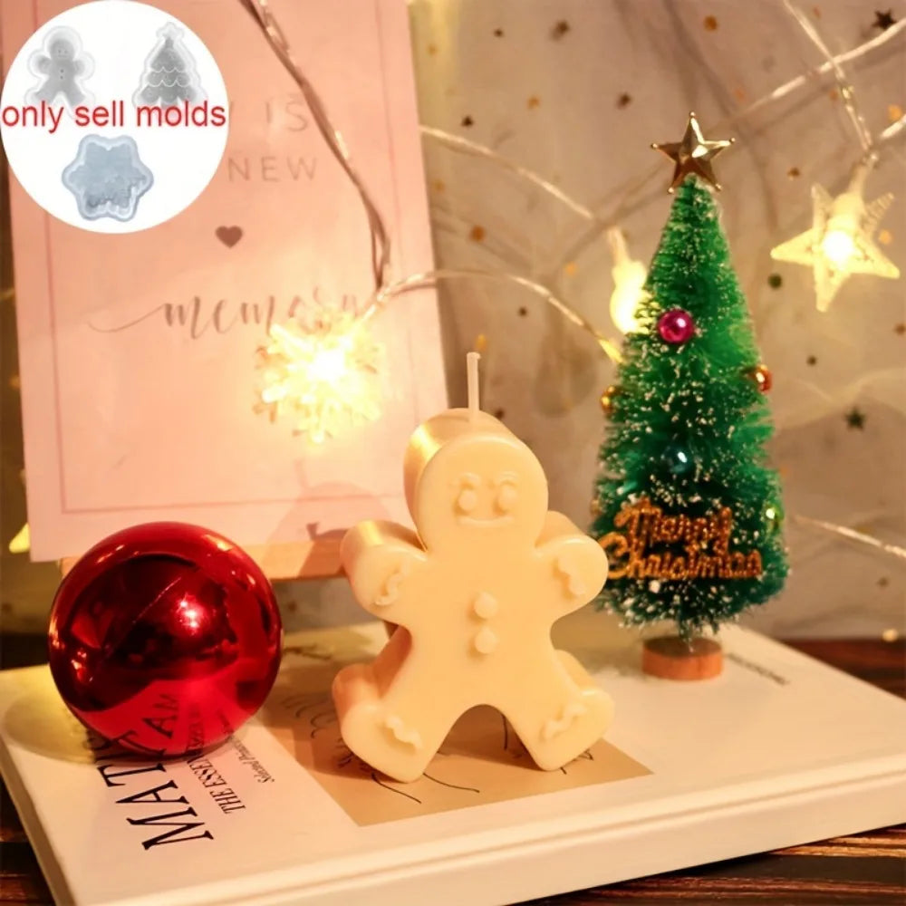 1-3PCS Christmas Silicone Candle Molds – Christmas Tree, Snowflake & Gingerbread Man Shapes for DIY Resin, Drip Glue & Handmade Winter Crafts
