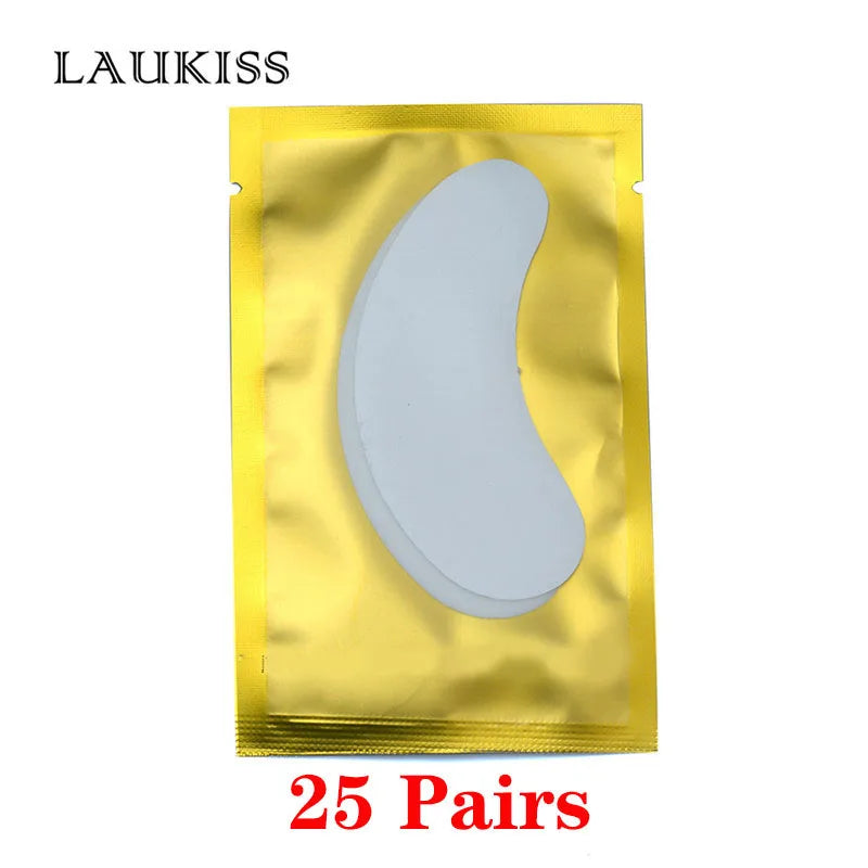 25/50/100 pares de parches para extensión de pestañas LAUKISS – Almohadillas sin pelusa debajo de los ojos para construcción de pestañas, pestañas postizas y aplicación de belleza