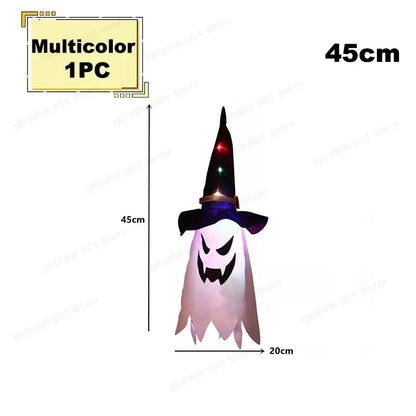 LED Flying Witch Hat Halloween Decorations – Hanging Ghost Lights & Glowing Wizard Lamp for Bar, Party, Dress-Up & Spooky Decor