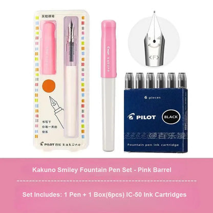 Pluma Estilográfica Pilot Kakuno – Bolígrafo de Escritura Antideslizante Fácil de Usar para Principiantes con Agarre Suave para Caligrafía, Diarios, Oficina y Colección de Papelería