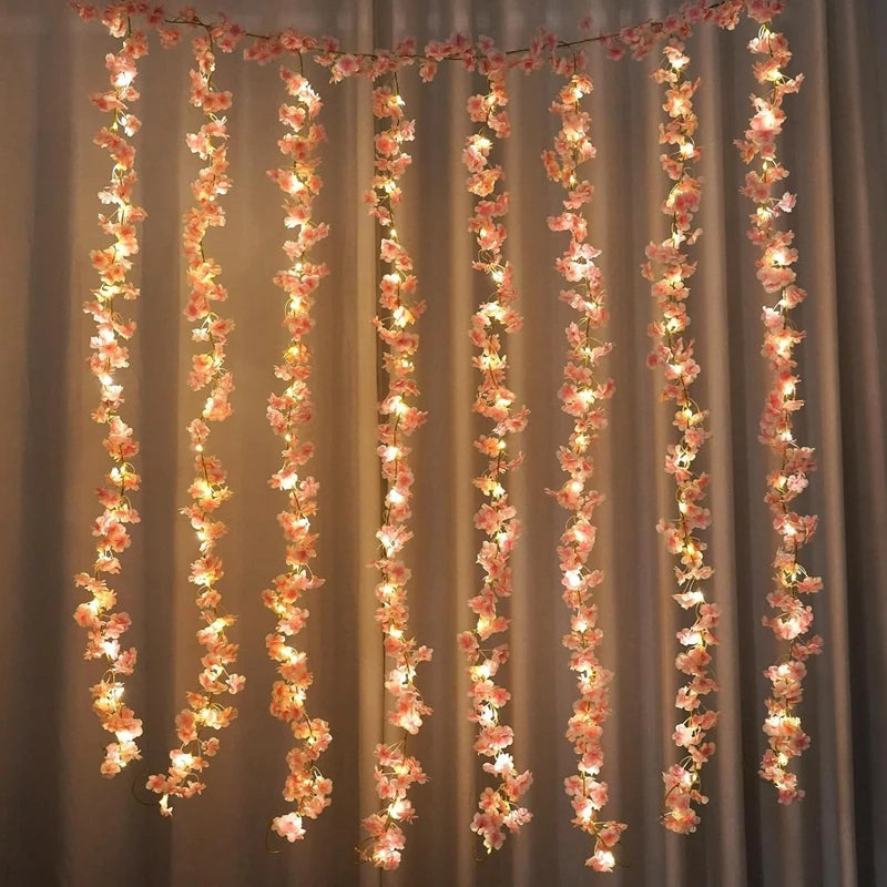 180cm Artificial Sakura Flower Vine – Silk Cherry Blossom Garland for Wedding, Garden, Arch & Home Décor