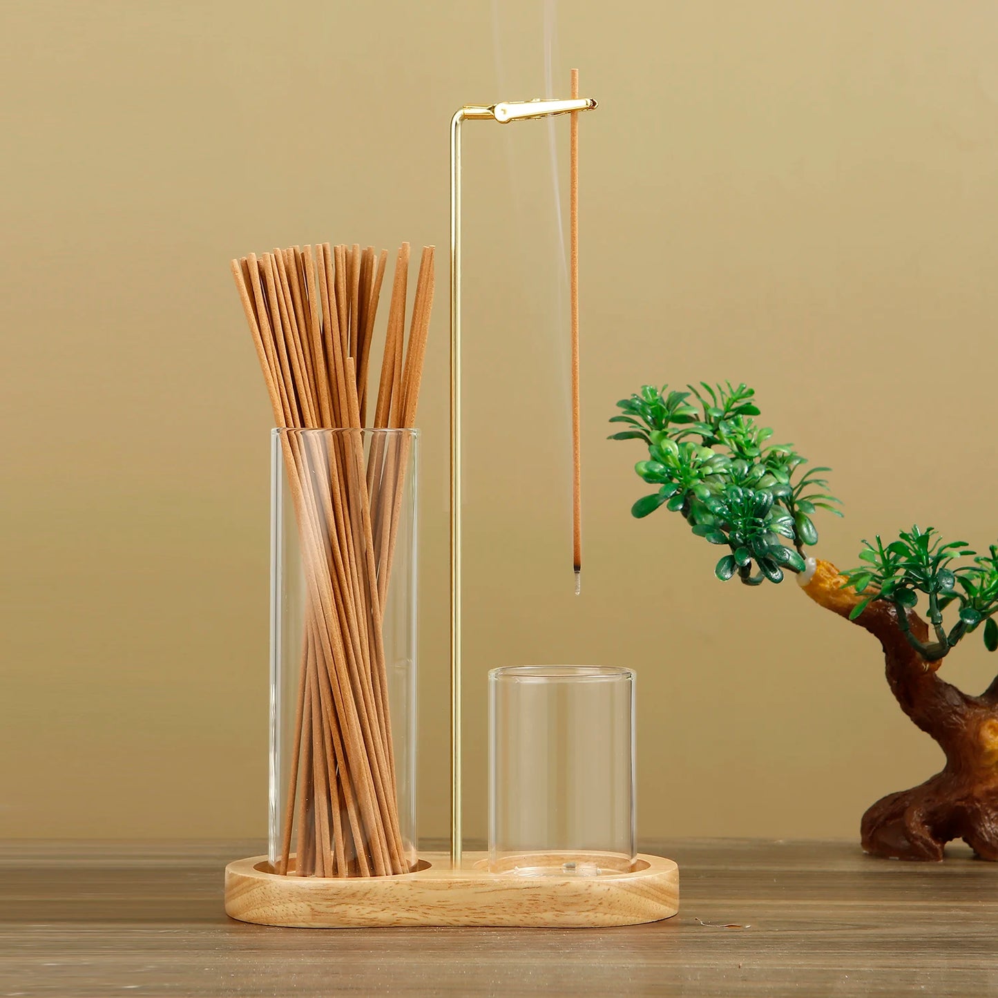 2-in-1 Incense Holder – Stick Incense Burner with Removable Glass Ash Catcher & Incense Stick Organizer for Home Decor