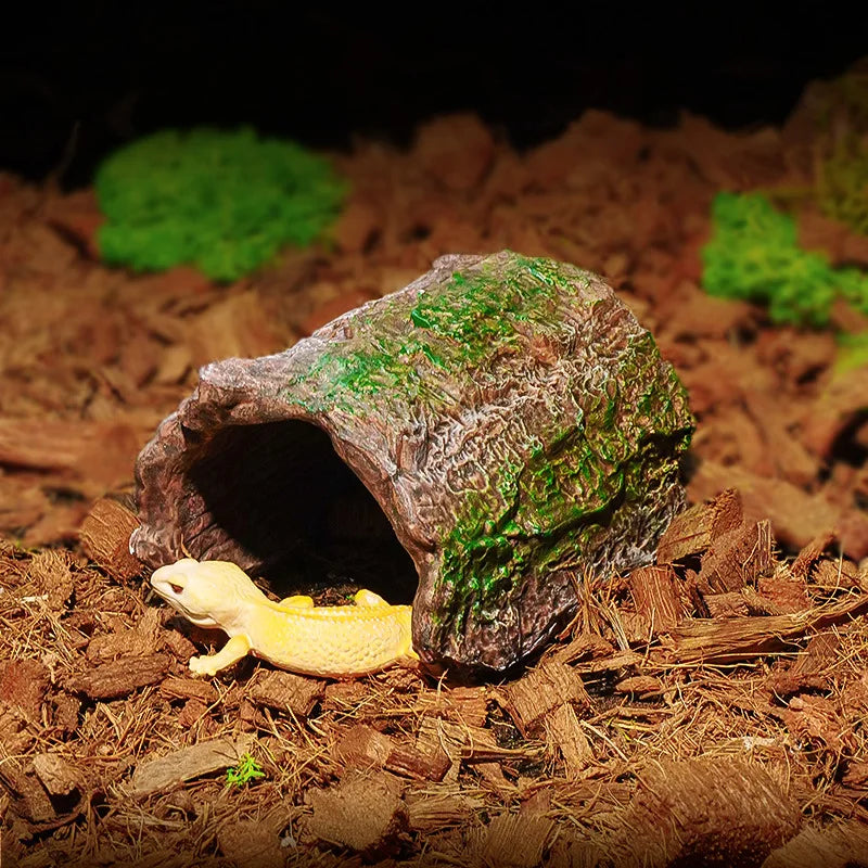 Resin Bark Reptile Hideout – Natural-Look Lizard Cave & Breeding Shelter for Frogs, Geckos, Spiders & Small Reptiles, Terrarium Landscaping Decor