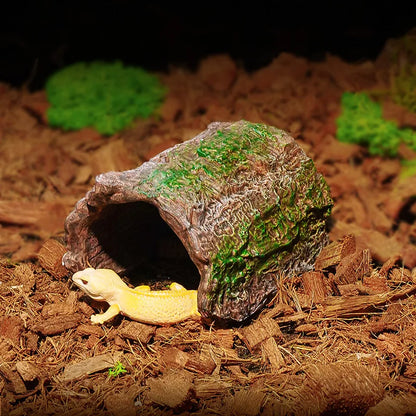 Resin Bark Reptile Hideout – Natural-Look Lizard Cave & Breeding Shelter for Frogs, Geckos, Spiders & Small Reptiles, Terrarium Landscaping Decor