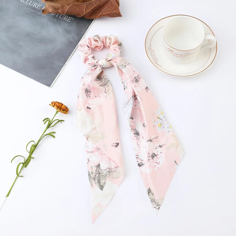 Korean Dots Scrunchie Hair Tie – Long Scarf Ponytail Elastic Hair Band for Women | Sweet Fashion Hair Accessories