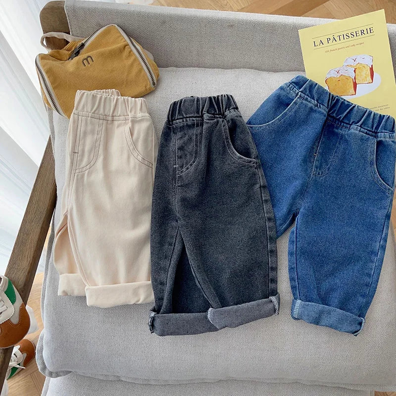 Pantalones vaqueros MILANCEL para bebé – Jeans lisos suaves para niños y niñas, pantalones informales para niños, parte inferior de moda cómoda para el uso diario de bebés y niños