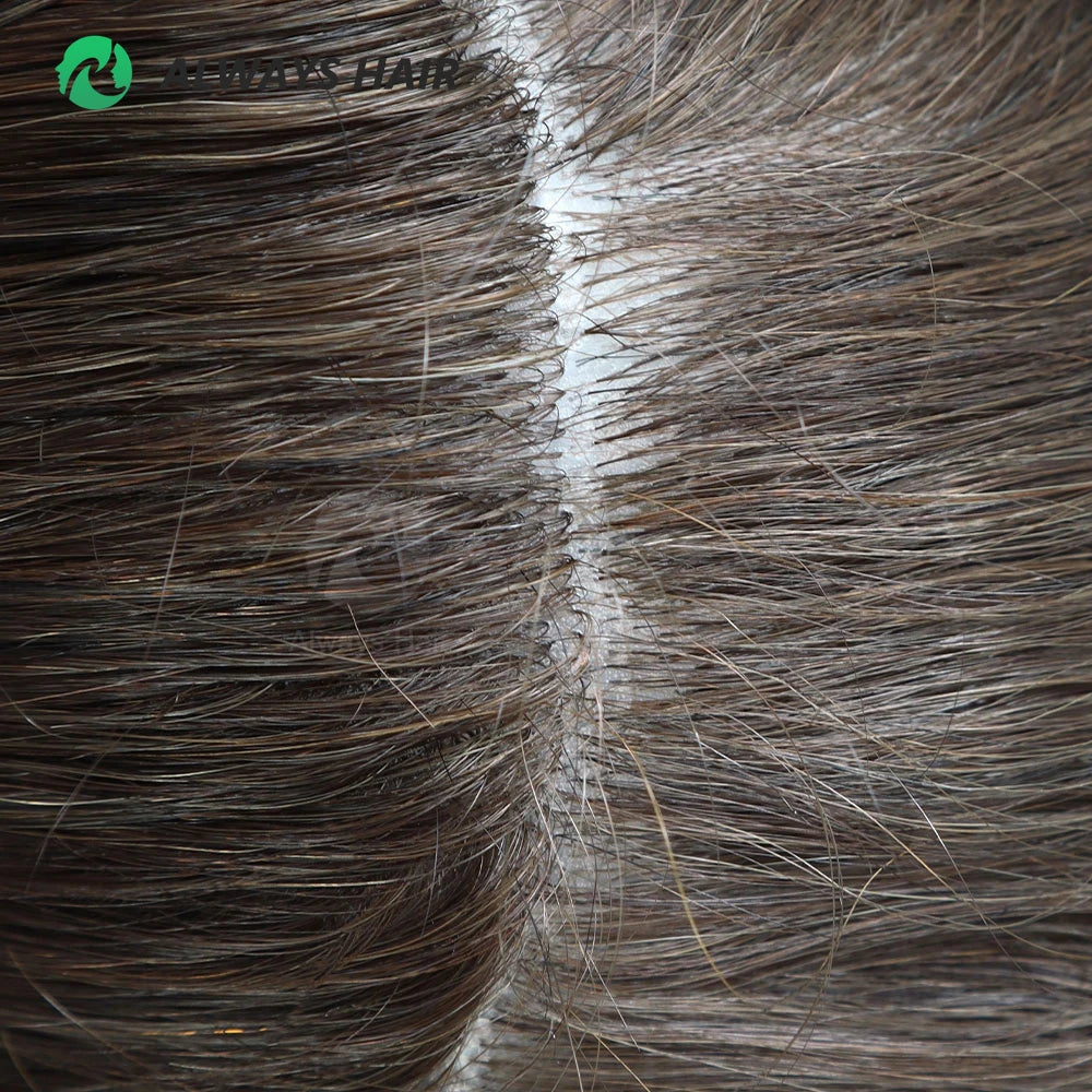 0.12-0.14mm PU Skin Hombres Peluquín – Peluca de Sistema Capilar de Cabello Humano Indio de Grosor Completo | Reemplazo de Cabello Natural con 130% de Densidad