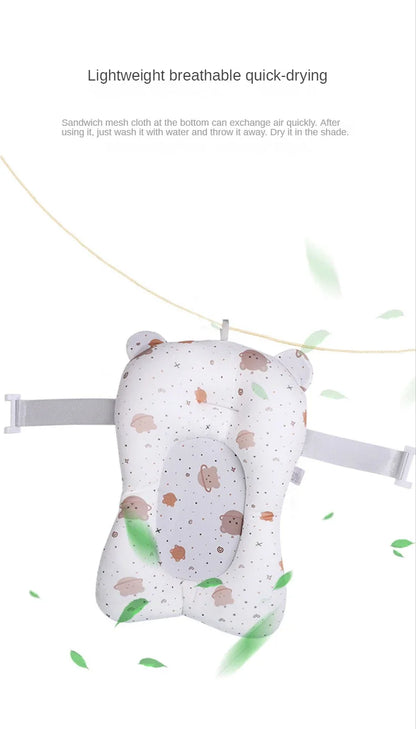 Tapete de soporte para bañera de bebé recién nacido – Cojín de baño plegable antideslizante para bebés, almohadilla de bañera de seguridad con diseño de dibujos animados para baby shower, soporte cómodo para lactancia y baño