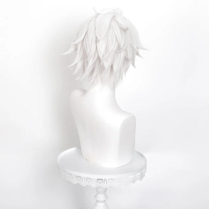 Ghostblade Inspired Silver White Cosplay Wig – Short Synthetic Anime Role Play Wig with Wig Cap
