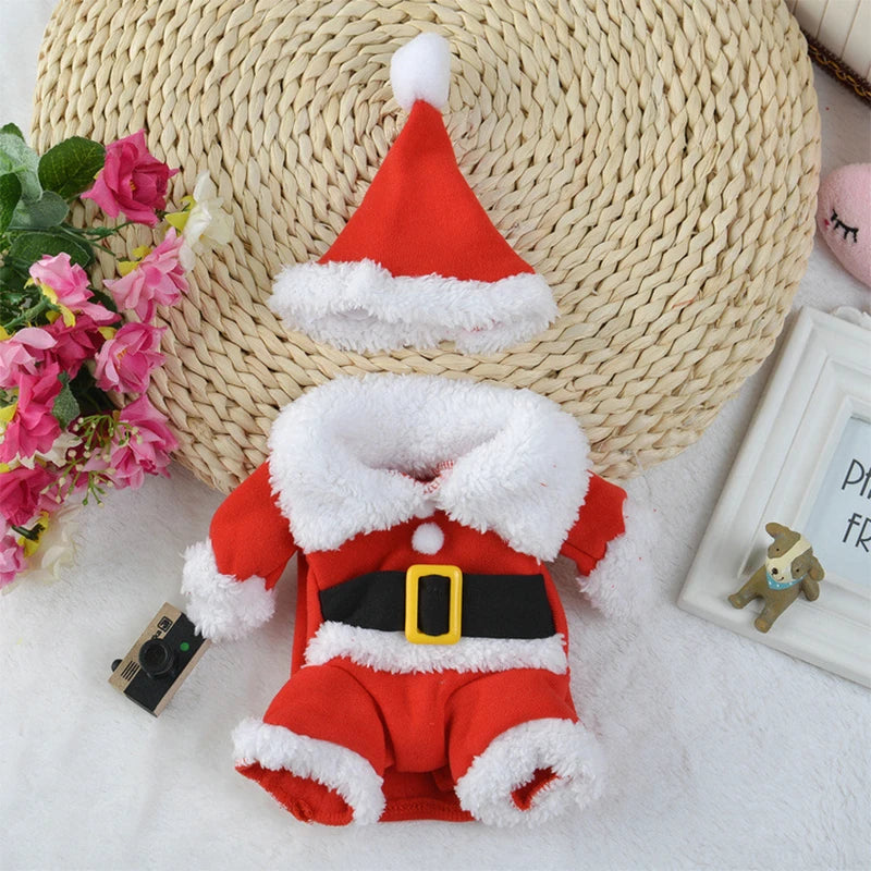 Cute Santa Claus Dog & Cat Costume – Christmas Jumpsuit Outfit for Small Dogs, Cats & Yorkies, Festive Cosplay Dress-Up Clothes