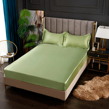 Rayon Satin Fitted Sheet – Soft Mattress Cover with Elastic Band for Single, Double, Queen & King Beds