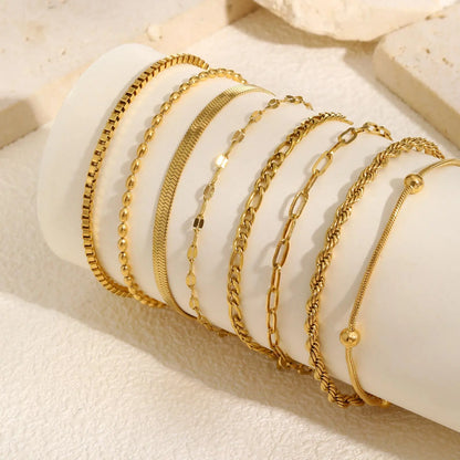 Non-Tarnish Stainless Steel Herringbone Bracelet – Gold Plated Waterproof Stackable Chain Bracelet for Women | Fashion Jewelry Gift