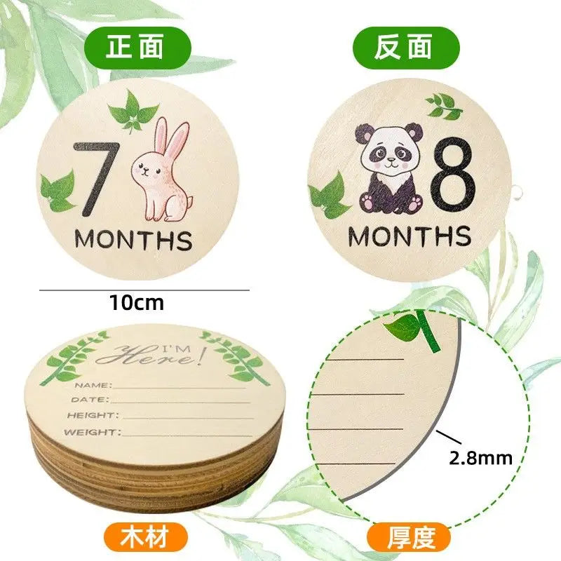 7PCS Newborn Milestone Wooden Cards – Baby Monthly Growth Announcement Props, Baby Shower Gift for Boys & Girls, Pregnancy Photography Accessories for First Year Memories & Photo Sessions