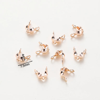 14K & 18K Gold Plated Double Hole Crimp End Clasp Beads – Open Cover Connector Beads for DIY Necklace & Jewelry Making