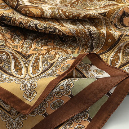 Bohemian Style Print Luxury Brand Silk Square Scarf Women Satin Shawls Neckerchief Wrap Scarves Bandana Hair Hjiab Floral
